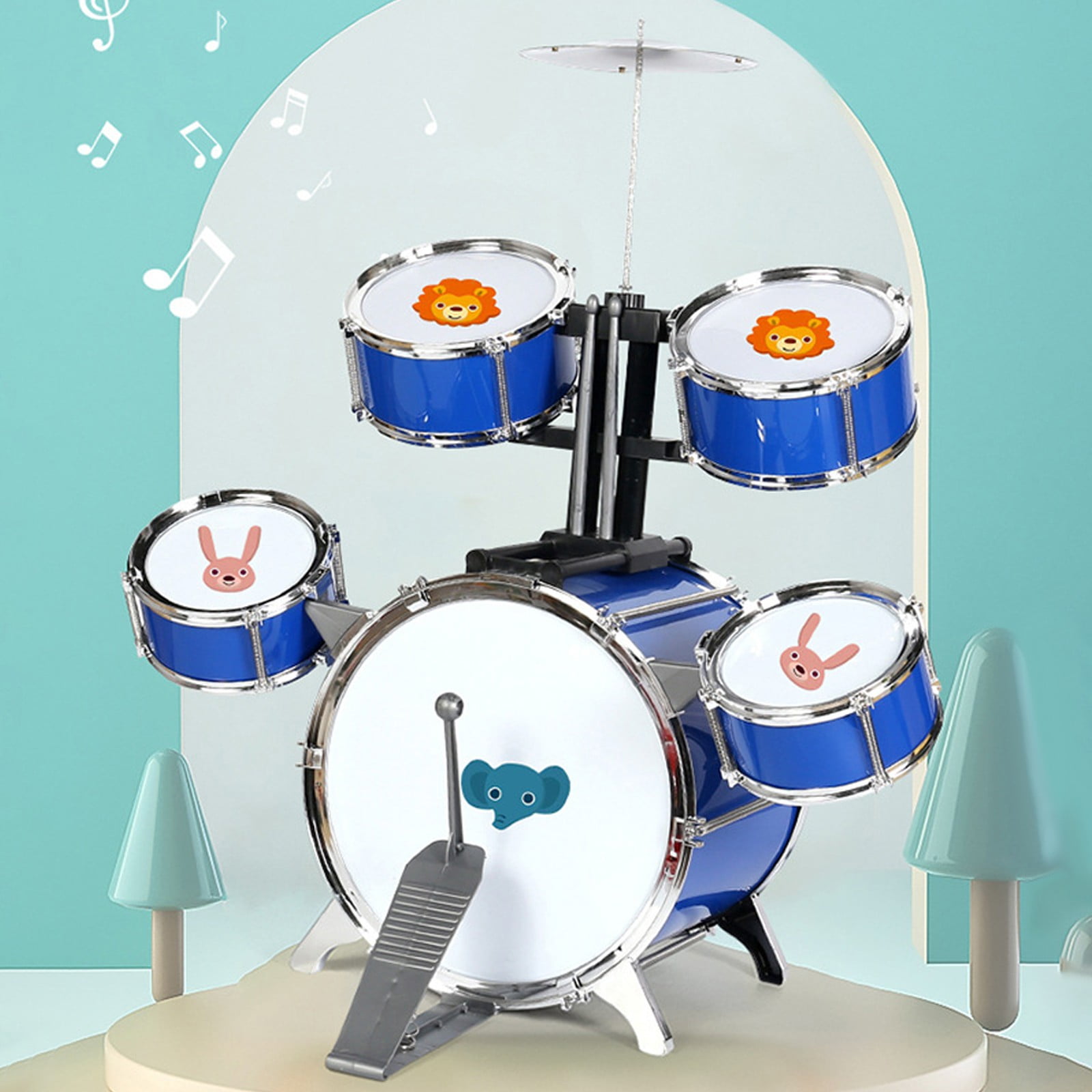 Mini 5-Piece Drum Set with Cymbal, Complete Percussion Kit with Stand and Sticks for 3+ Years