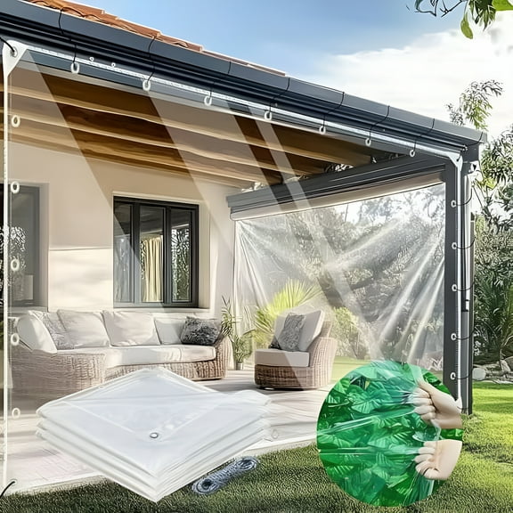 SELIVO Clear Tarp Waterproof Thickened Tear Resistant PVC Vinyl Tarpaulin Enclosure for Patio,Porch and Outdoor 10 x 6.6 ft (3 x 2 m)