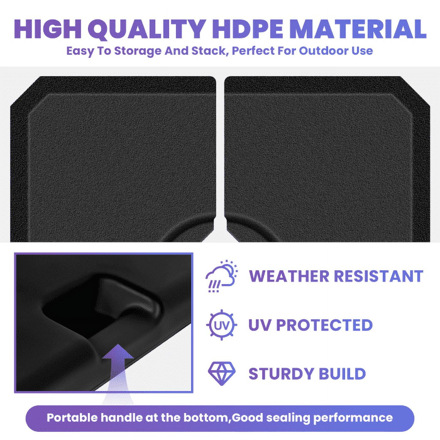 Low-Profile Umbrella Weight Stand, 22lb HDPE Plates Outdoor Shade Base, Water/Sand Ballast, for Compact Patio, Balcony​