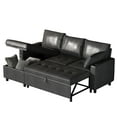 thumbnail image 3 of YODOLLA Sofa Bed, 3 in 1 Sleeper Sofa with Storage Chair, Faux Leather L Shape Couch, Sectional Pull Out Sofa Bed Mid Century Modern Couch for Living Room Clearance, Comfy Sleeper Couch in Black, 3 of 9