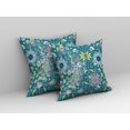 thumbnail image 2 of 26" Teal Yellow Peacock Indoor Outdoor Zip Throw Pillow, 2 of 4