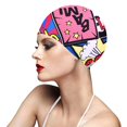 thumbnail image 1 of Gorro de natación con estampado de flores para hombre y mujer, gorro de baño de nailon elástico, turbante de pelo largo, accesorio deportivo, 1 unidad, 1 of 4