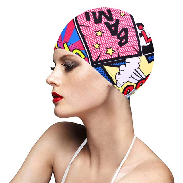 Gorro de natación con estampado de flores para hombre y mujer, gorro de baño de nailon elástico, turbante de pelo largo, accesorio deportivo, 1 unidad