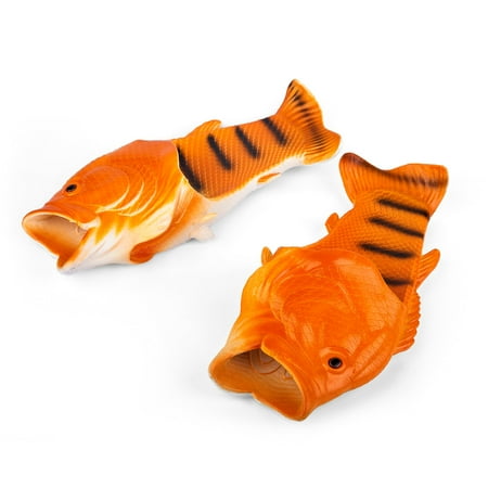 

Coddies Fish Flip Flops | The Original Fish Slippers | Funny Gift Unisex Sandals Bass Slides Pool Beach & Shower Shoes | Men Women & Kids (Orange | 10-11.5 Men | EU 44-45)