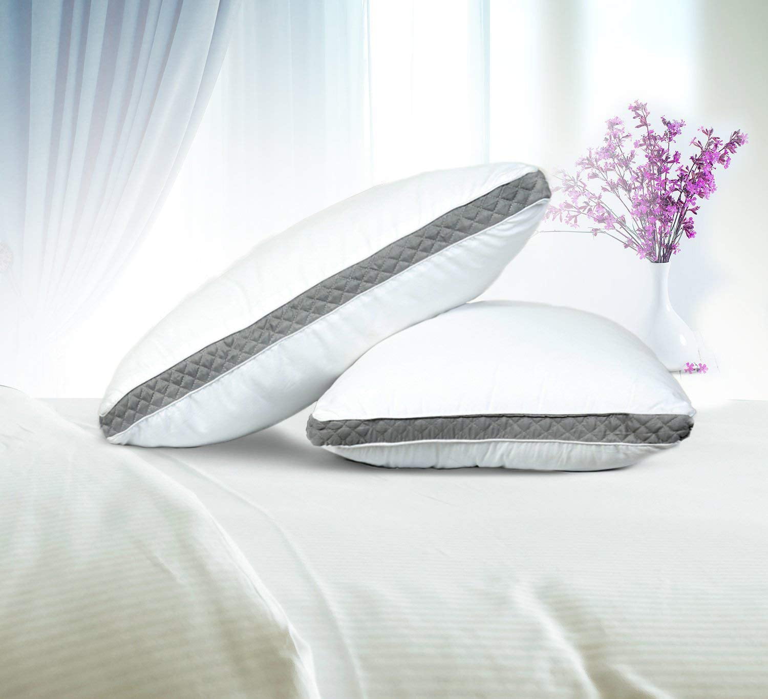 Lux Decor Collections Bed Pillows Queen, Grey Gussets