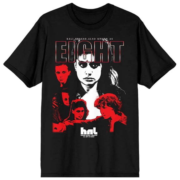Stranger Things 5 Eight Adult Black Crew Neck Short Sleeve T-shirt-Large