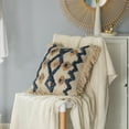 thumbnail image 2 of 16" Handwoven Cotton & Silk Throw Fringed Pillow Cover Embossed Zig Zag & Crossed Lines Design, 2 of 7