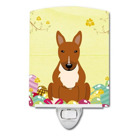 

Caroline s Treasures BB6134CNL Easter Eggs Bull Terrier Red Ceramic Night Light 6x4x3 multicolor