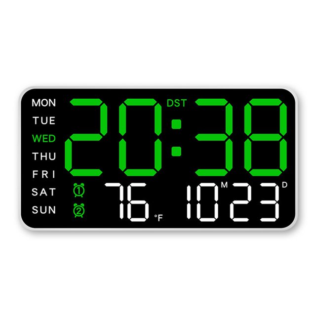 Digital Wall Clock, LED Screen Electronic Alarm Clock With Adjustable Brightness, Multi Functional Display 12/24H Table Clock, Wall Decoration Clock