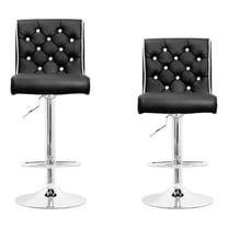 Best Master Swivel Bar Stool With Crystal and Tufted Look in Black (Set of 2)