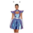 thumbnail image 6 of Aislor Womens Outer Space Alien Dress with Gloves Headband Halloween Space Cadet Rave Outfit Blue M, 6 of 7