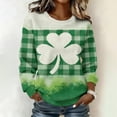 thumbnail image 2 of St. Patrick's Day Sweatshirt for Women Waffle Knit Crewneck Long Sleeve Casual Loose Fit Pullover Sweatshirts (3XL, Green), 2 of 5