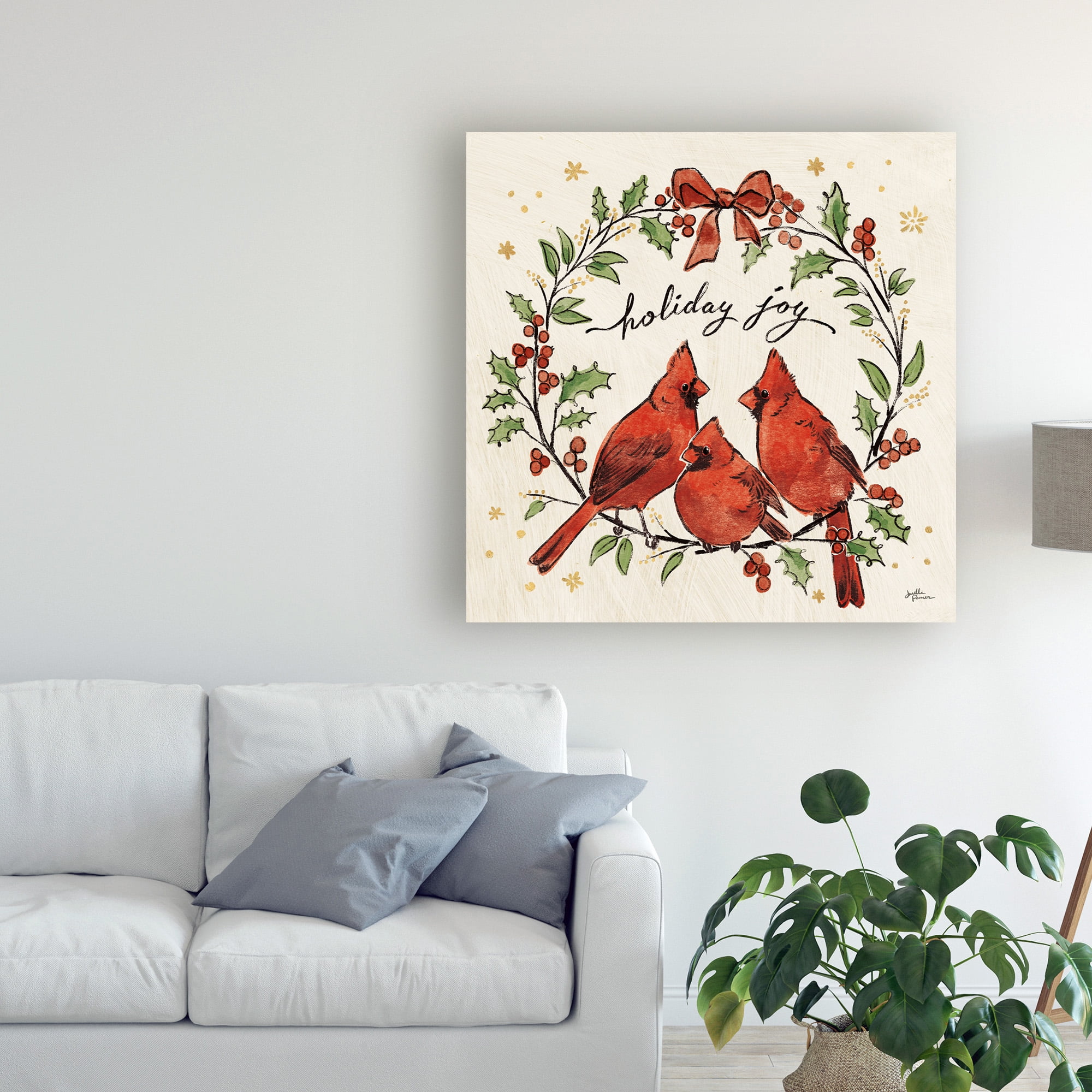 Trademark Fine Art 'Christmas Lovebirds XI' Canvas Art by Janelle Penner