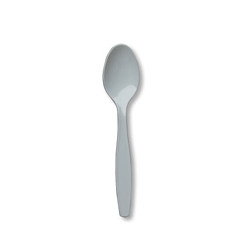 Creative Converting Premium Plastic Spoons, 24 Count, Shimmering Silver