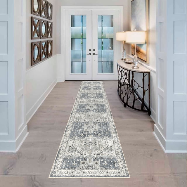 Alfombra YOUFORTONG 61 x 305 cm, antideslizante, suave, para cocina, color gris