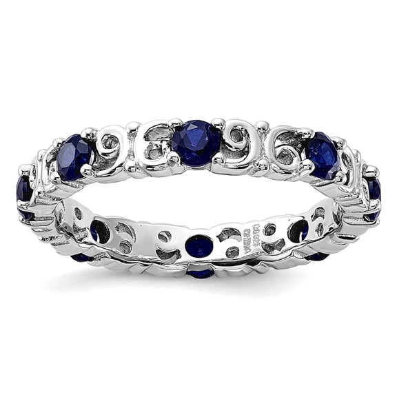 925 Sterling Silver Stackable Created Sapphire Ring Size 6 Stackable Ring for Women