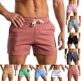 thumbnail image 5 of Dvprdro Mens Summer Cotton Athletic Running Shorts Casual Solid Elastic Waist Drawstring Sports Beach Shorts with Pockets, 5 of 5