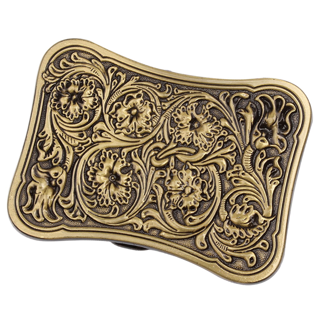 Vintage Brass Belt Buckle Intricately Carved and Designed with Floral Patterns Accessories Belts & Braces Belt Buckles 