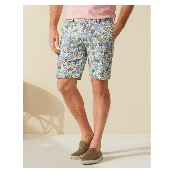 Tommy Bahama T889884 Leilani Fronds 10 Inseam Cotton Shorts, French Clay, Sz 34
