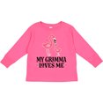 thumbnail image 3 of Inktastic Gramma Loves Me Girl Flamingo Girls Long Sleeve Toddler T-Shirt, 3 of 5