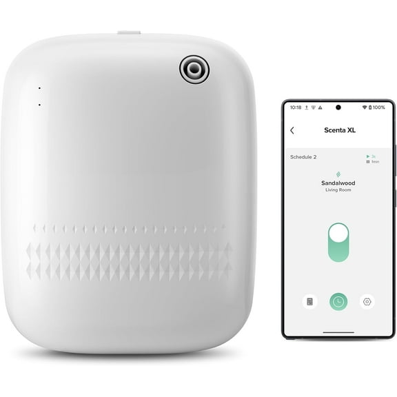 Waterless Essential Oil Diffuser for Home Large Room and Commercial Use, Up to 2000 sq ft, App Control Cold Air Diffuser, 400mL, DC-12V/1A Plug in Wall, Smart Scent Air Machine, ANW-White