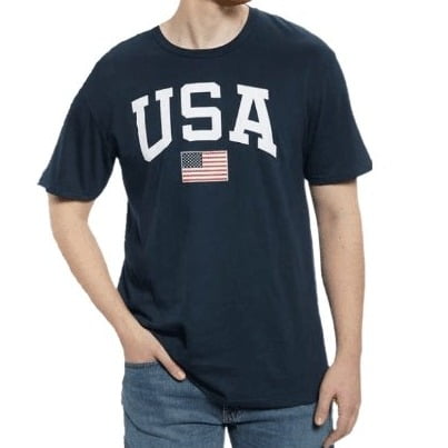Great American Lakes and Timber Men's Short Sleeve Patriotic Graphic T-Shirt (Navy, S)