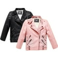 thumbnail image 7 of LYMAYTER Baby Boys Winter Leather Jacket 2-14Y Toddler Girls Motorcycle Faux Fleece Leather Coat Spring PU Soft Leather Jackets, 7 of 7