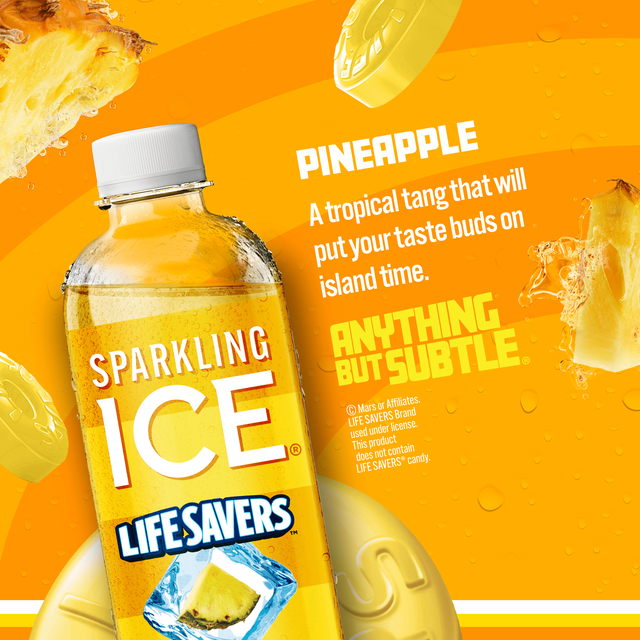 Sparkling Ice® Life Savers Pineapple 17oz bottle *Zero Sugar, Naturally Sourced Colors & Flavors*