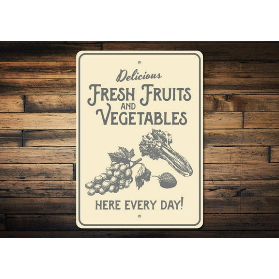 Vegetables Novelty Sign, Metal Wall Decor - 10x14 inches