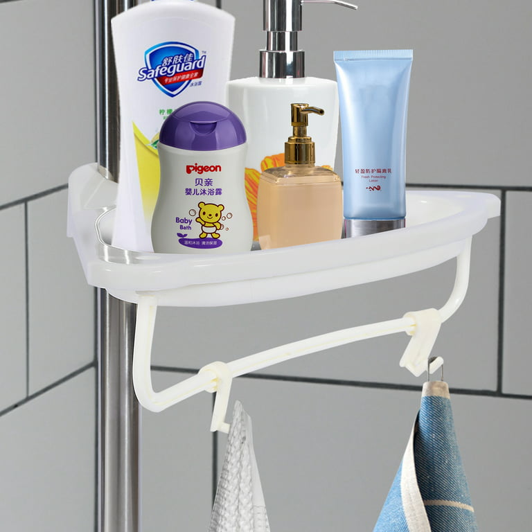 Vmiya 4 Pack Shower Caddy Corner Set with Hooks and Soap Holder, Stainless  Steel Shower Shelf for Bathroom with 6 Removable Hooks