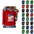 thumbnail image 1 of Mardi Gras Chemises à Manches Longues pour Femmes 2026 Mode Denim Patchwork Col à Revers Chandail en Molleton Graphique, 1 of 2
