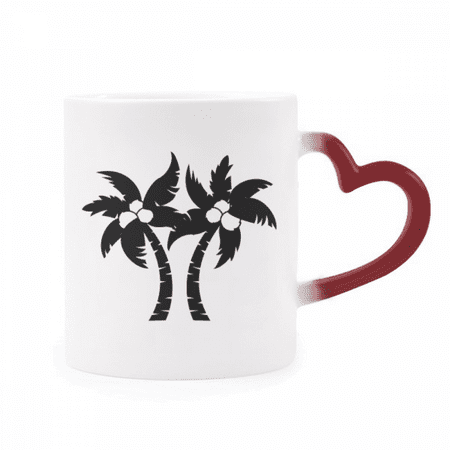 

Black Coconut Tree Outline Heat Sensitive Mug Red Color Changing Stoneware Cup