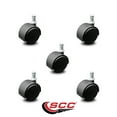 thumbnail image 2 of 2 Inch Flat Black Hooded Urethane Twin Wheel Grip Ring Chair Casters Set 5 SCC, 2 of 2