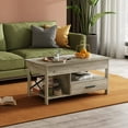 thumbnail image 2 of Coffee Table, 39" Lift Top Coffee Table with Hidden Compartment, Storage Drawers and Storage Shelf for Living Room, Reception Room, Grey, 2 of 8