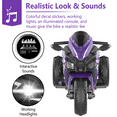 thumbnail image 5 of 12V Kids Ride On Motorcycle,3-Wheel Electric Motorcycle for Boys & Girls with LED Light-Emitting Tyres, MP3,USB,Safe Design -  Ages 3-6 Years, 5 of 8