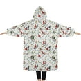 thumbnail image 2 of Oversized Wearable Blanket Hoodie,White Christmas Gnome and Light Pattern Sherpa Blanket Hoodie with Super Pockets,Super Warm Fuzzy Pullover for Women & Men, 2 of 6