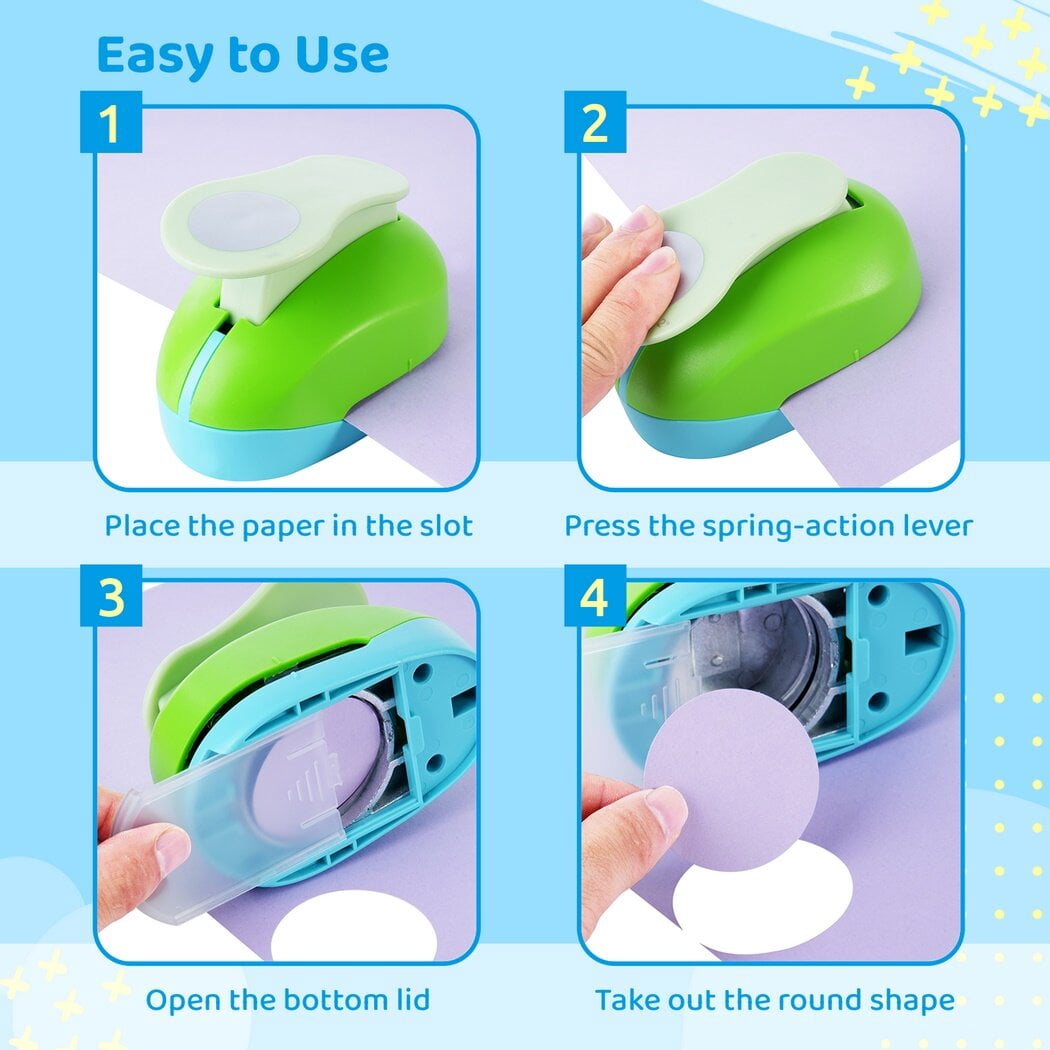 Circle Punch Set, 4PCS Paper Hole Punches 5/8", 1", 1.5", 2", Scrapbooking Spring-Action Lever Paper Punch Shapes for Paper Craft Card Making DIY Arts