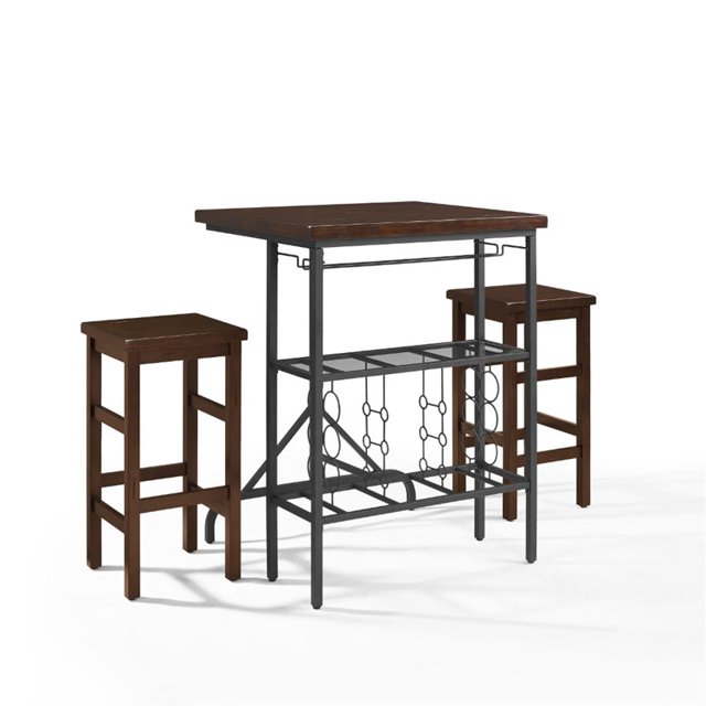 Crosley Sienna 3 Piece Casual Dining Set in Rustic Mahogany