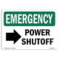 thumbnail image 1 of SignMission OS-EM-A-1218-L-10409 12 x 18 Po Signe d'Urgence OSHA - Coupure d'Alimentation Flèche Droite avec Symbole, 1 of 1