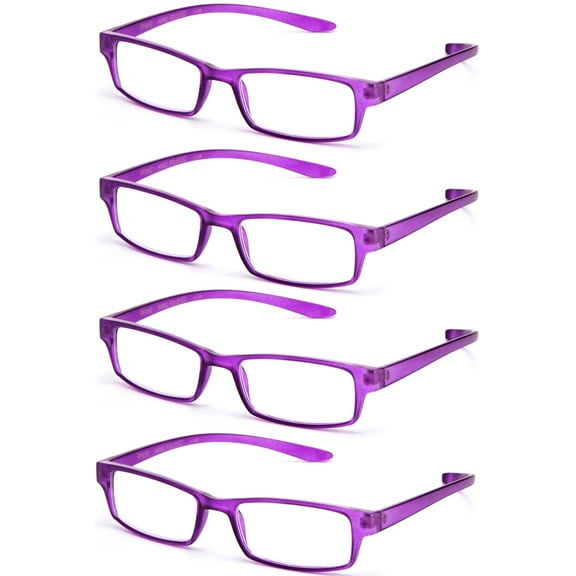 Women Reading Glasses Wrap Around Neck Comfortable Fit Sleek Look in Purple- 4 Pairs 1.00