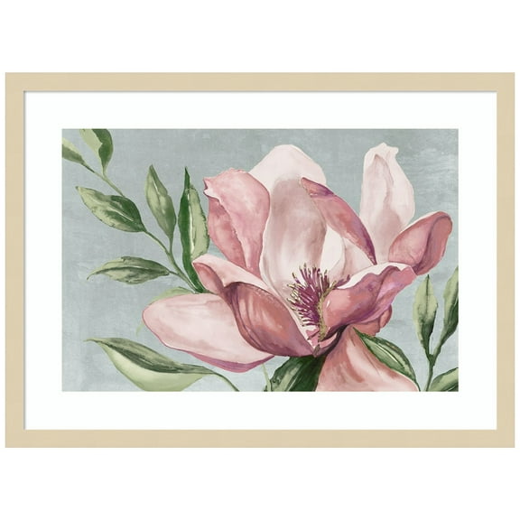 Amanti Art Blooming Pink Magnolia Wood Framed Wall Art Print
