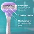 thumbnail image 4 of Gillette Venus ComfortGlide Touch of Vitamin E, Disposable Razor for Women, 3 Blades, Water-Activated Moisture Bars, 2ct, 4 of 15