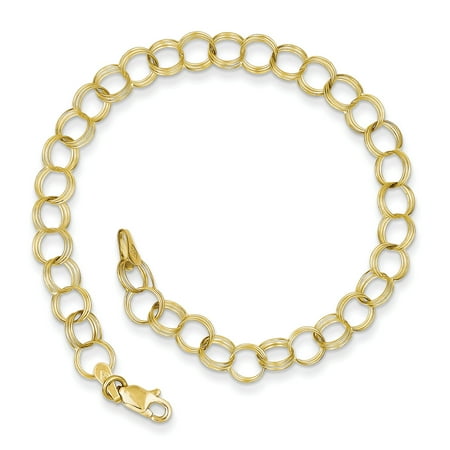 10k 14k Charm Bracelet - 10k Triple Link Charm Bracelet