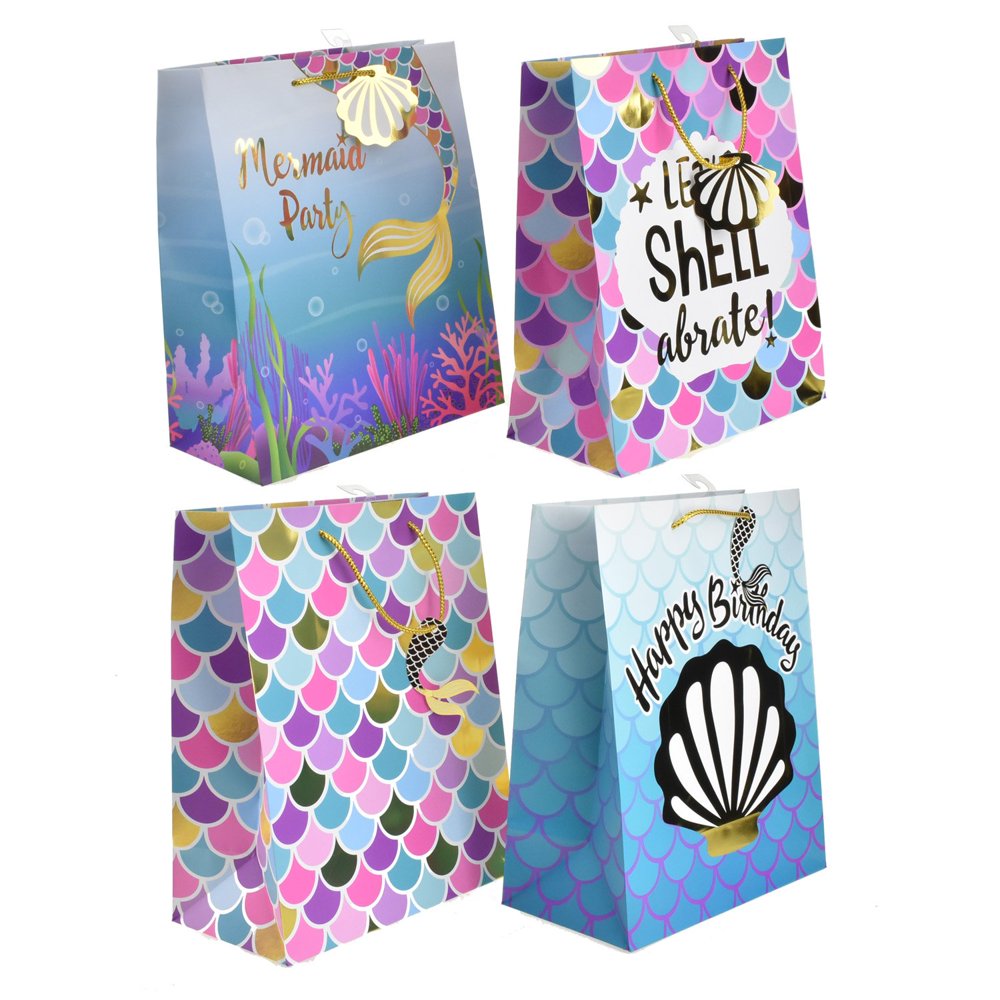 Mermaid Variety Themed Gift Bags, 12-3/4-Inch, 4-Piece - Walmart.com - Walmart.com