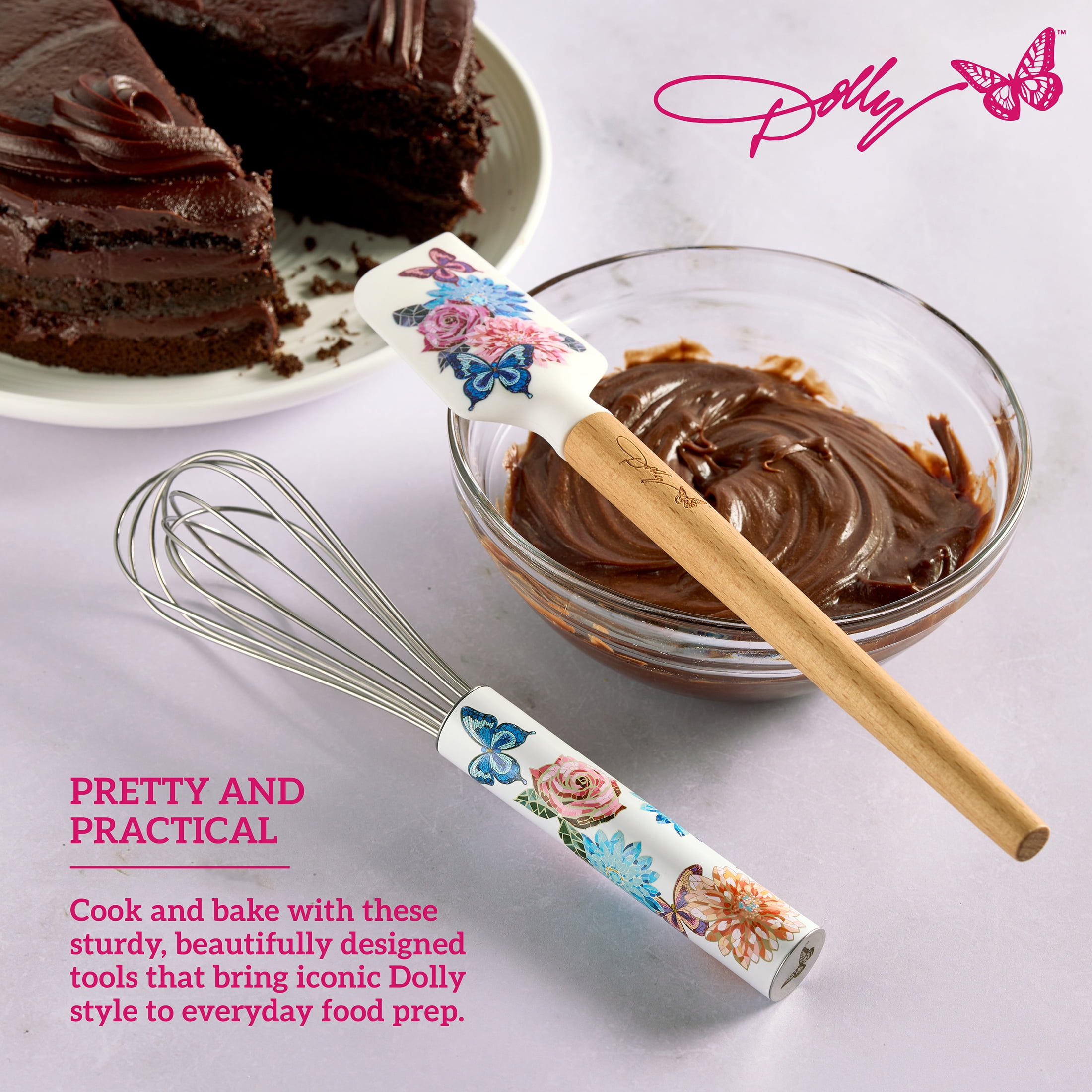 Dolly Parton Spatula and Whisk Set, Rose