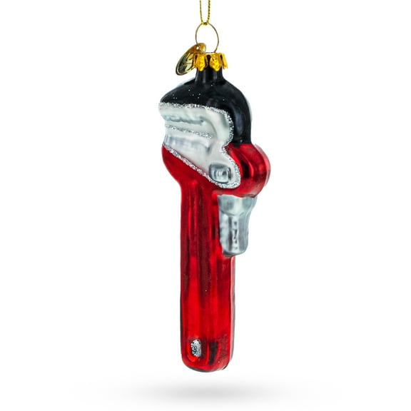 Adjustable Red Wrench Glass Christmas Ornament