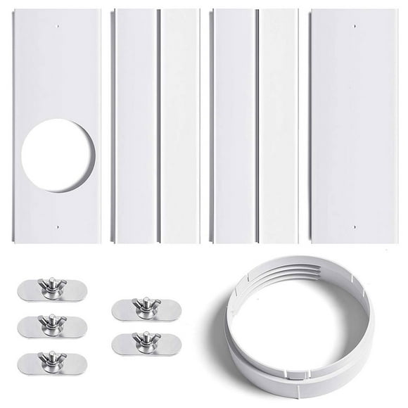 Bewildely Kit de ventilación de ventana de aire acondicionado Kit de placa deslizante de ventana de 5,9 pulgadas adaptador de manguera de PVC con Accesorios para electrodomésticos