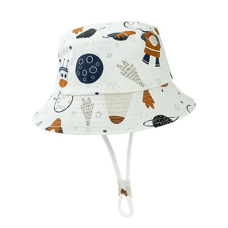 

kpoplk Toddler Hats Sun Chin Cartoon Summer Bucket Cap Hats Beach Hat Protection Adjustable Spring Cute Outdoor Sun Kids Strap(F)