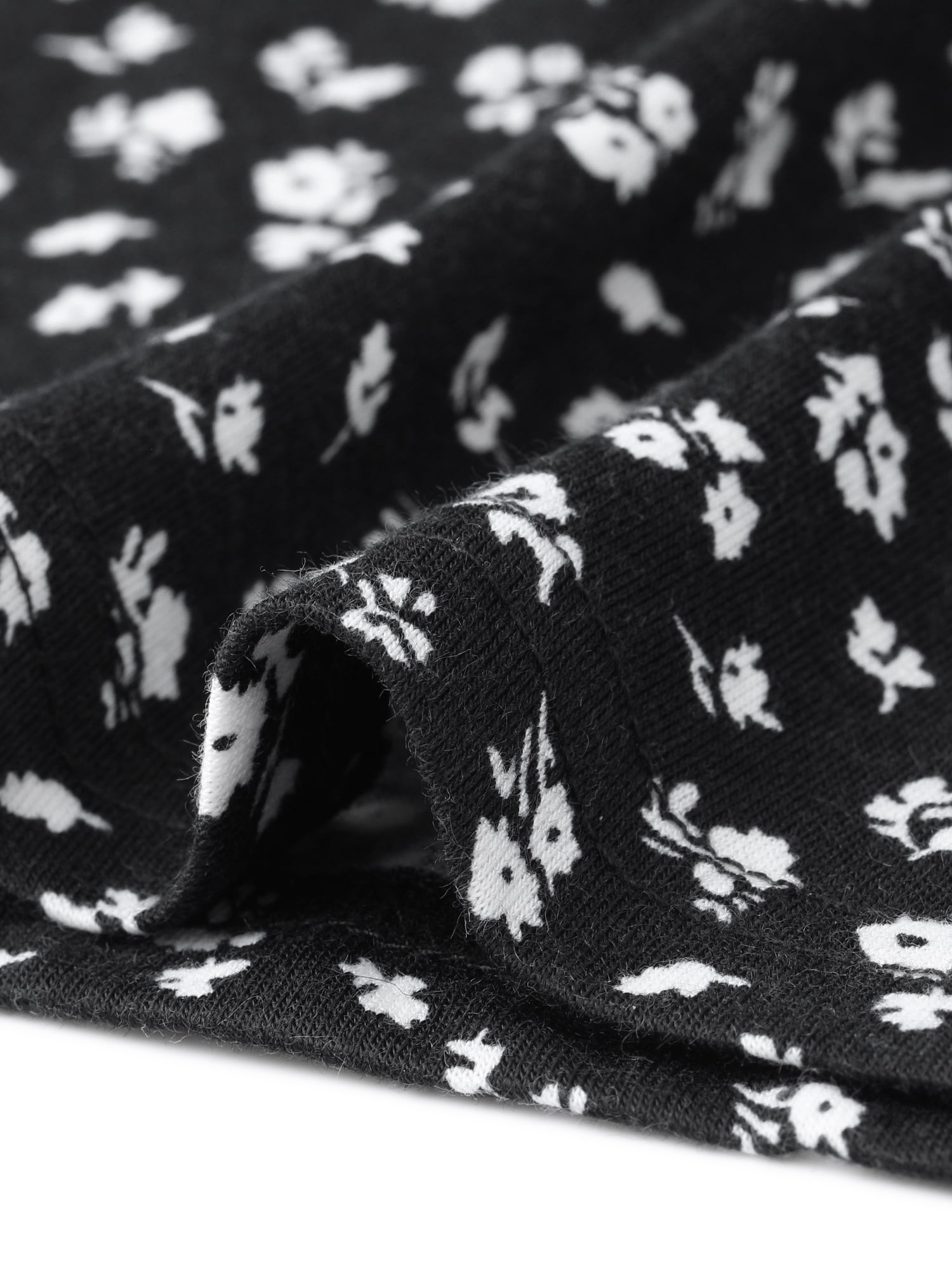 DARING DIVA Women's Plus Floral V Neck Long Sleeve Ruffle Blouses 3X Black White