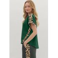 thumbnail image 3 of Casual Women's Sea Green Leopard Trim T-Shirt – Effortless Summer Style for Daily Wear, XL, 3 of 8